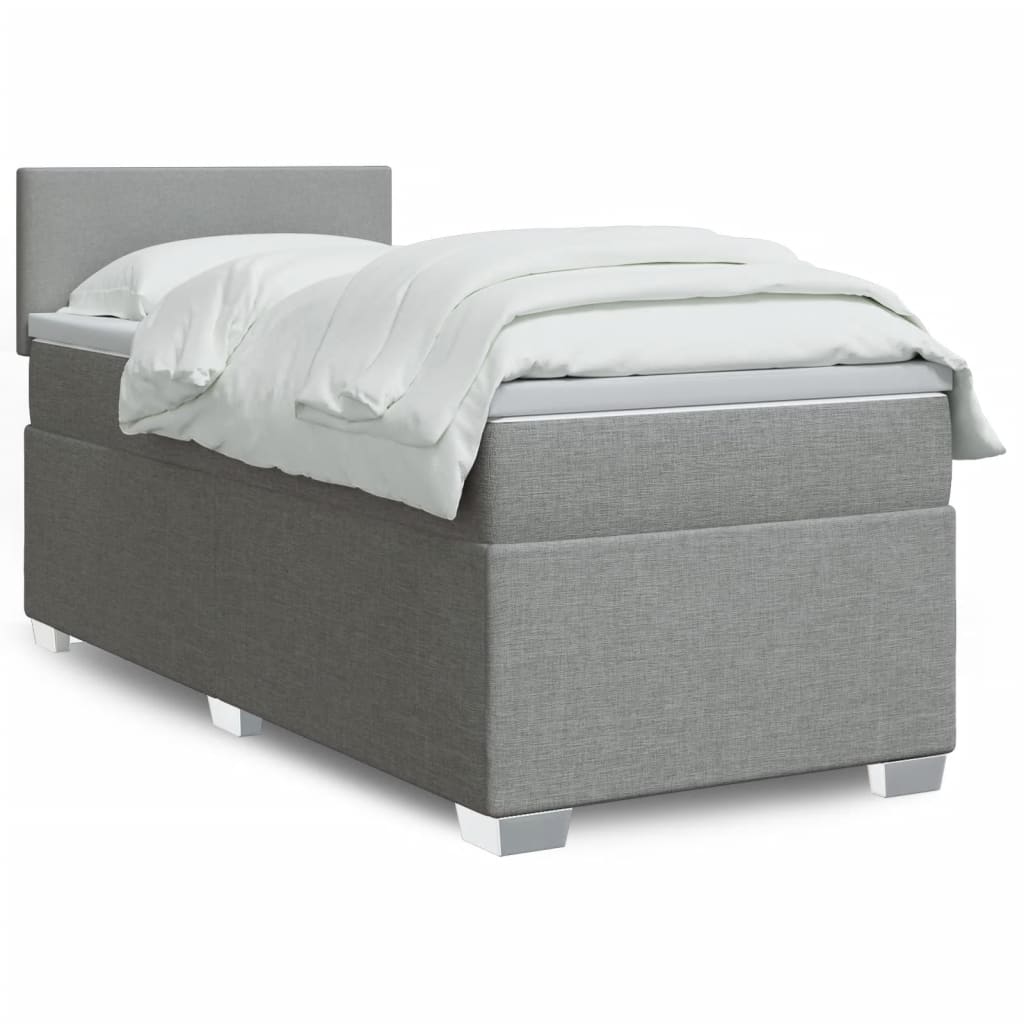 Box Spring Postel S Matrací Textil Světle Šedá