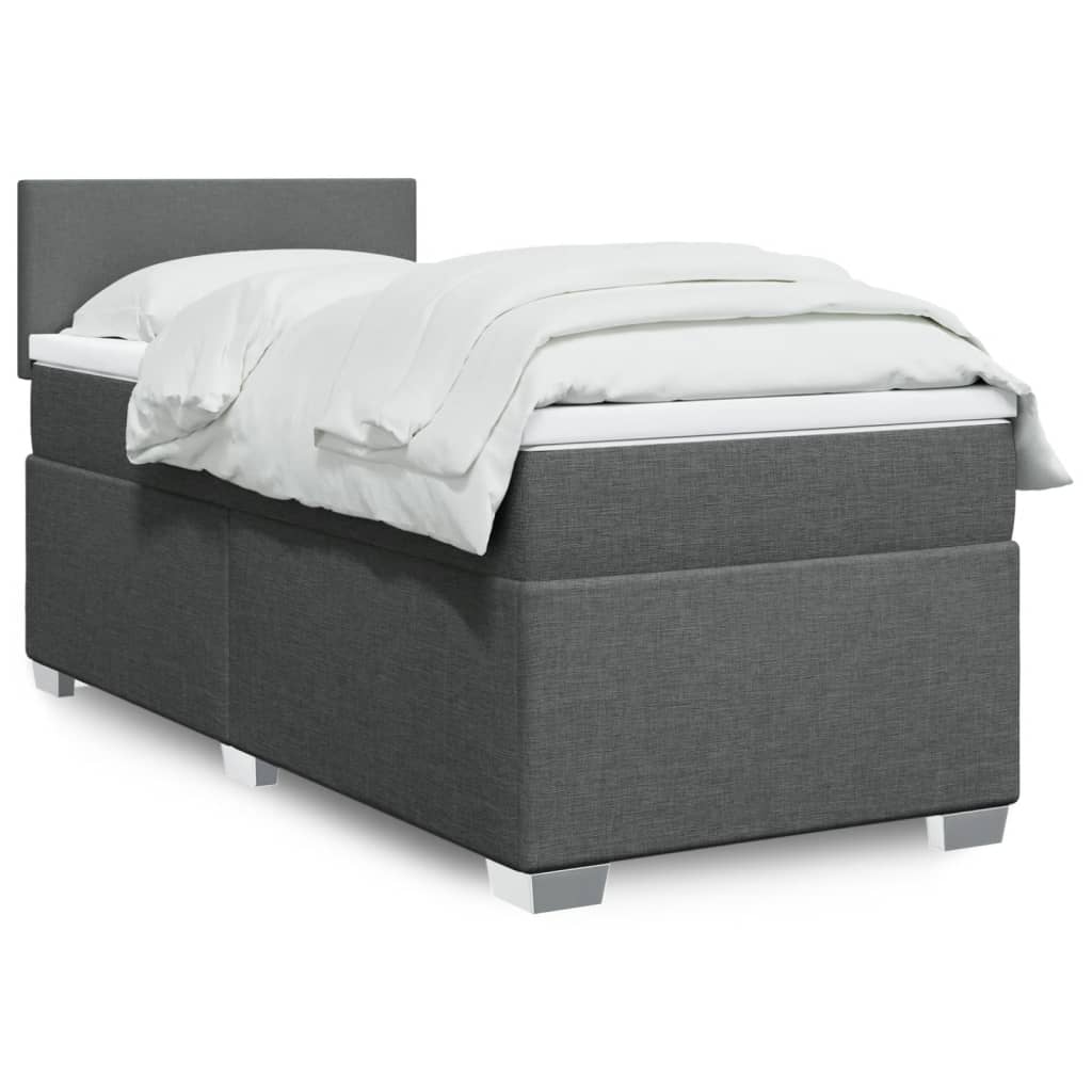 Box Spring Postel S Matrací Textil Tmavě Šedá