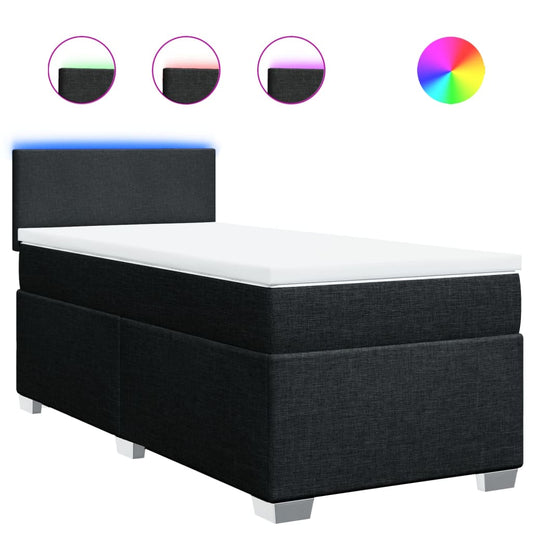 Box Spring Postel S Matrací Černá Textil Černá