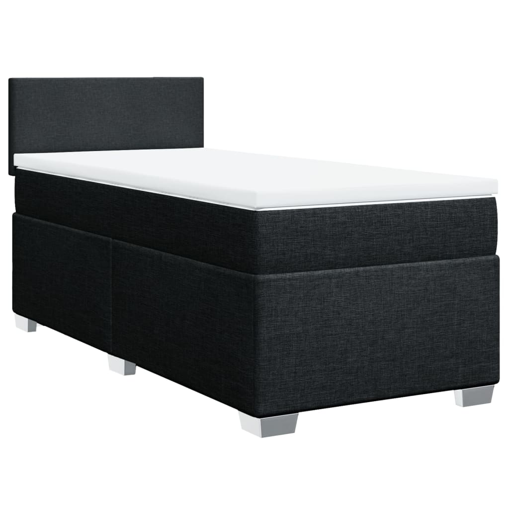 Box Spring Postel S Matrací Černá Textil Černá