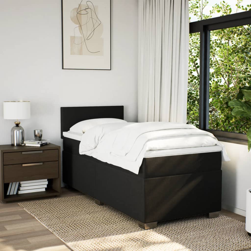 Box Spring Postel S Matrací Černá Textil Černá