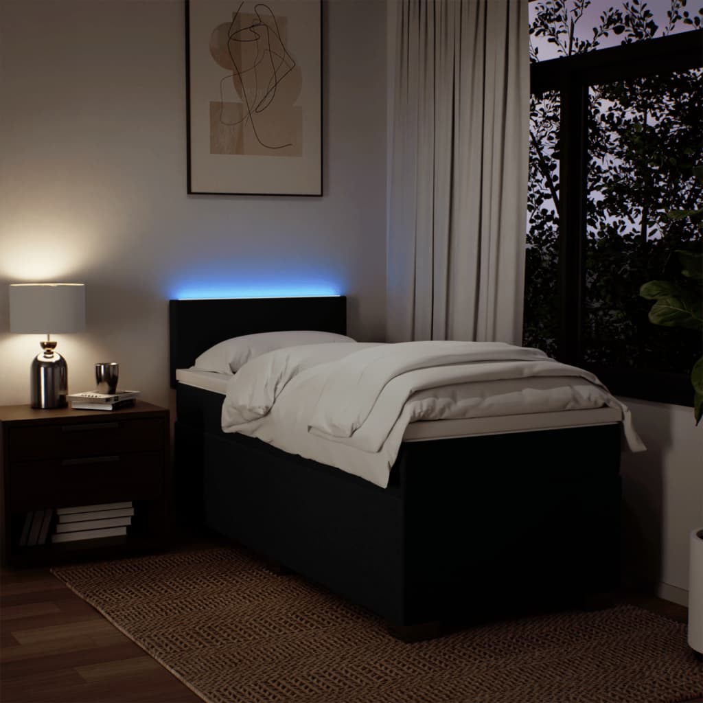 Box Spring Postel S Matrací Černá Textil Černá