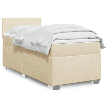 Box Spring Postel S Matrací Textil Krémová
