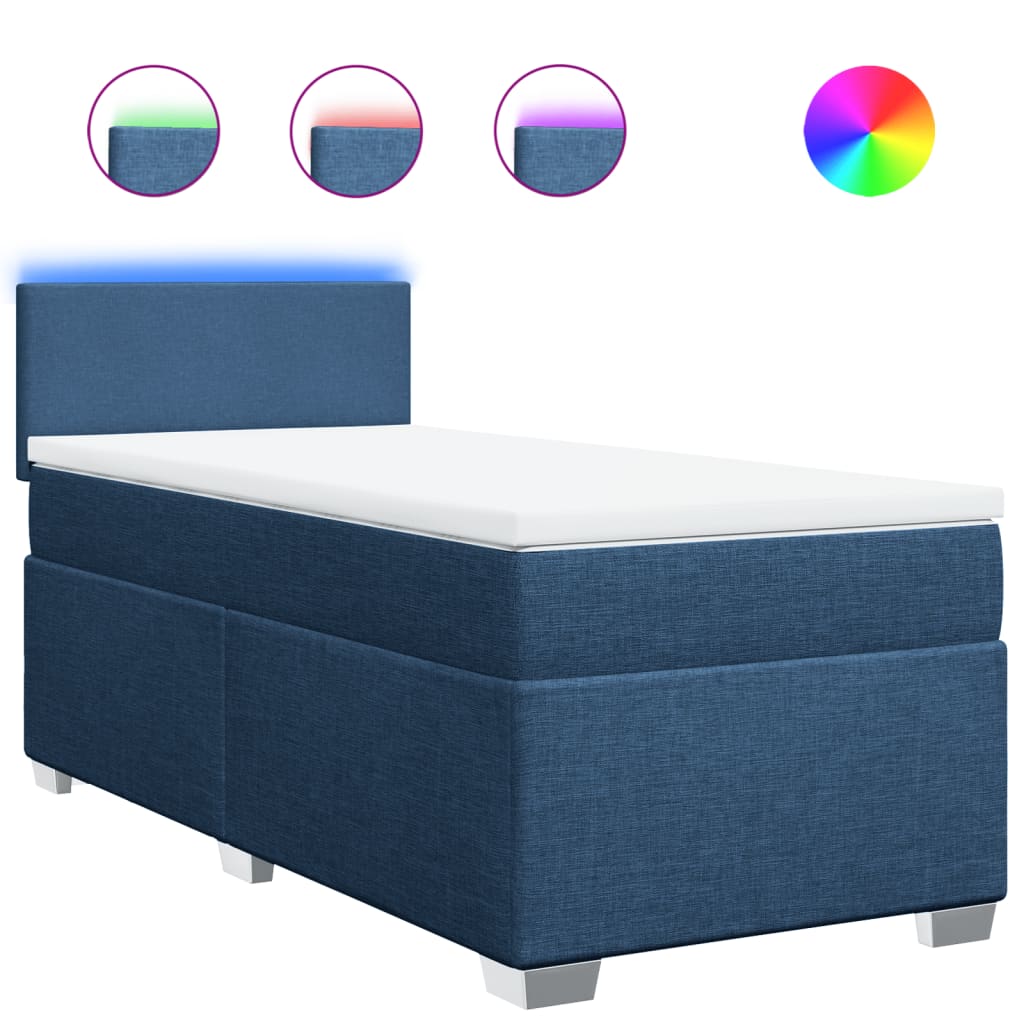 Box Spring Postel S Matrací Textil Modrá