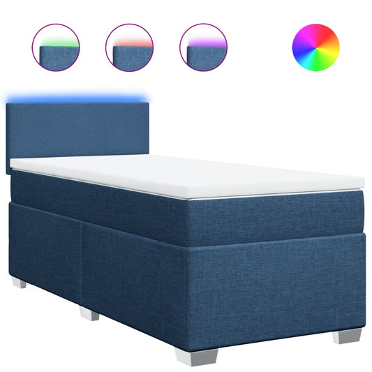 Box Spring Postel S Matrací Textil Modrá