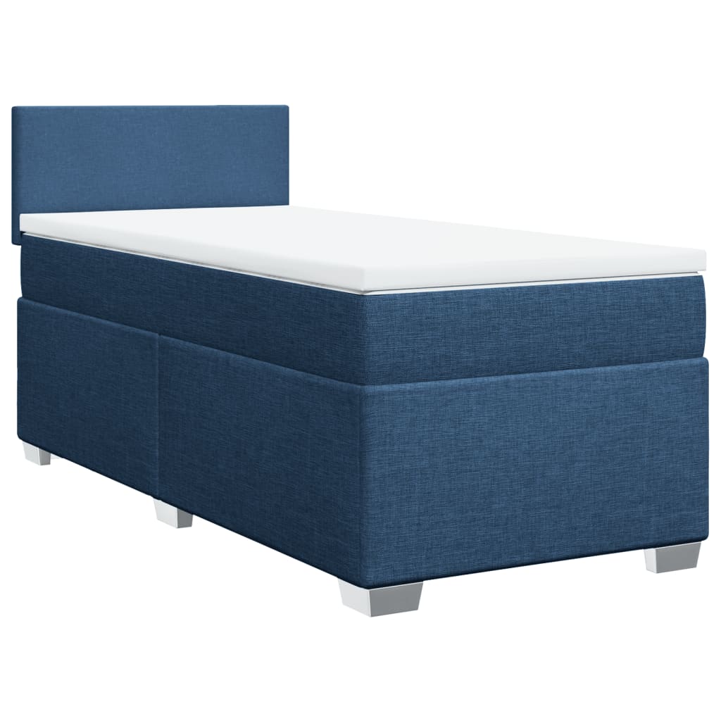 Box Spring Postel S Matrací Textil Modrá