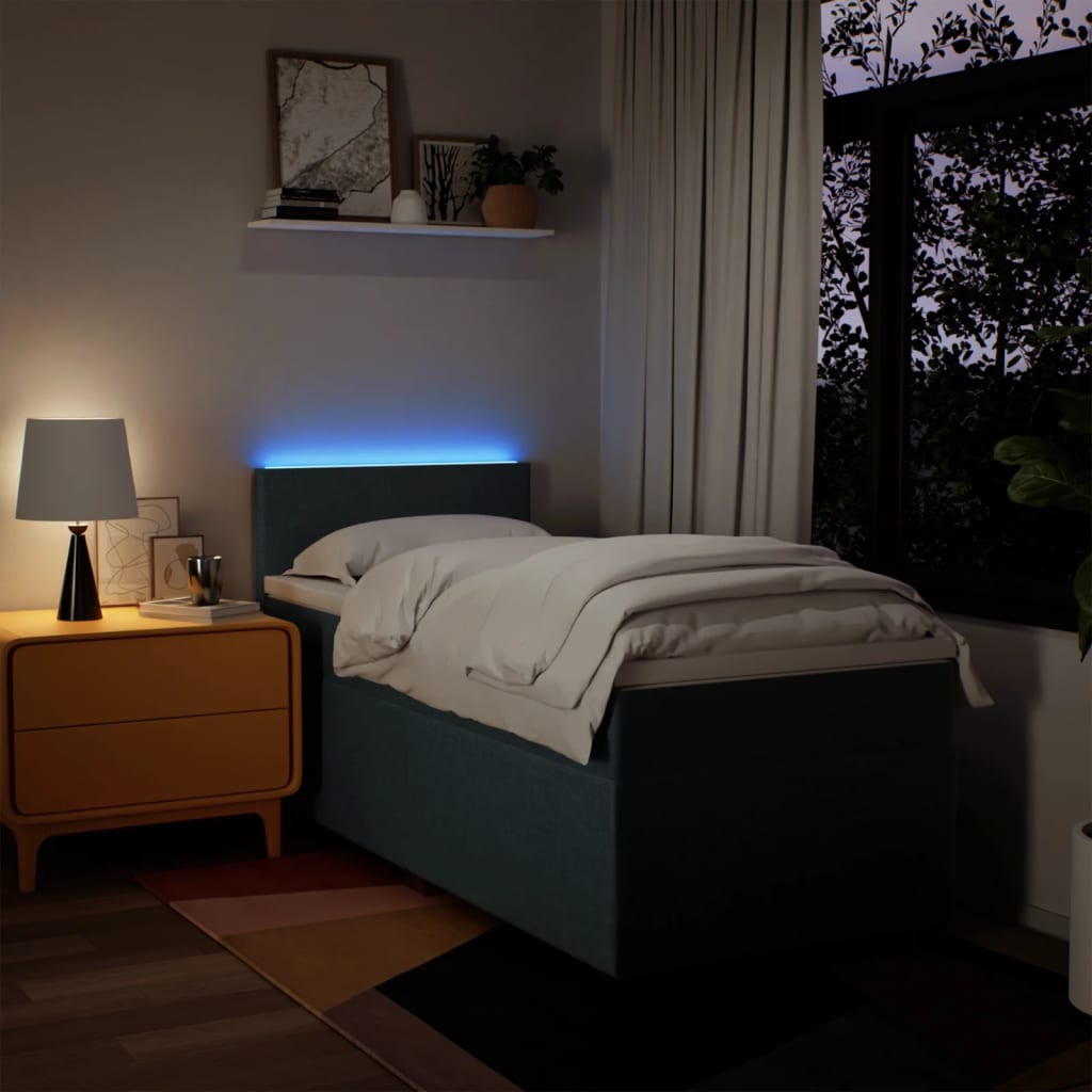 Box Spring Postel S Matrací Textil Modrá