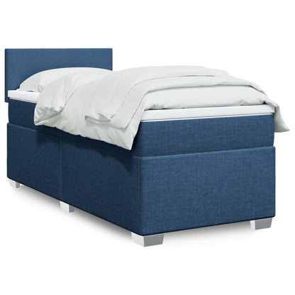 Box Spring Postel S Matrací Textil Modrá