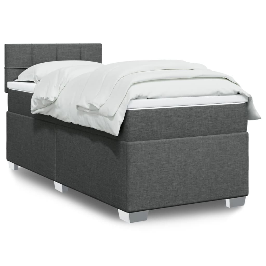 Box Spring Postel S Matrací Textil Tmavě Šedá