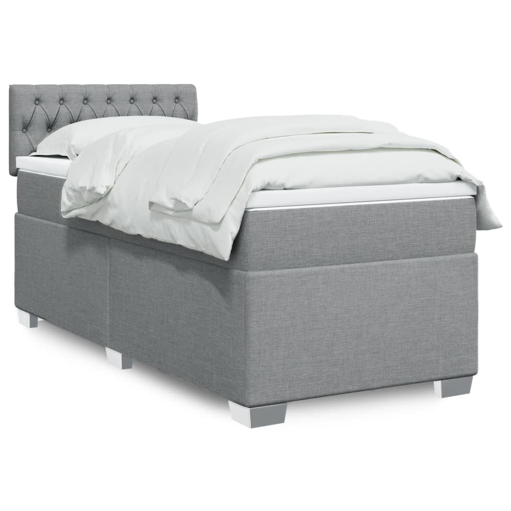 Box Spring Postel S Matrací Textil Světle Šedá