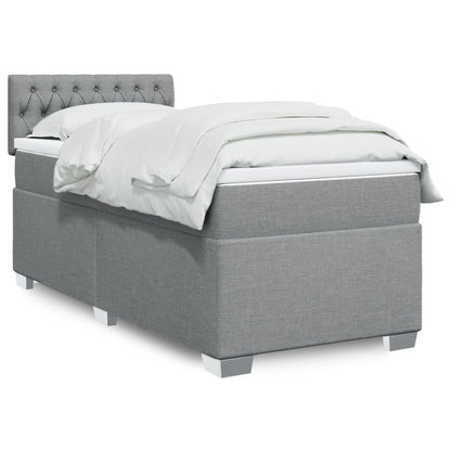 Box Spring Postel S Matrací Textil Světle Šedá
