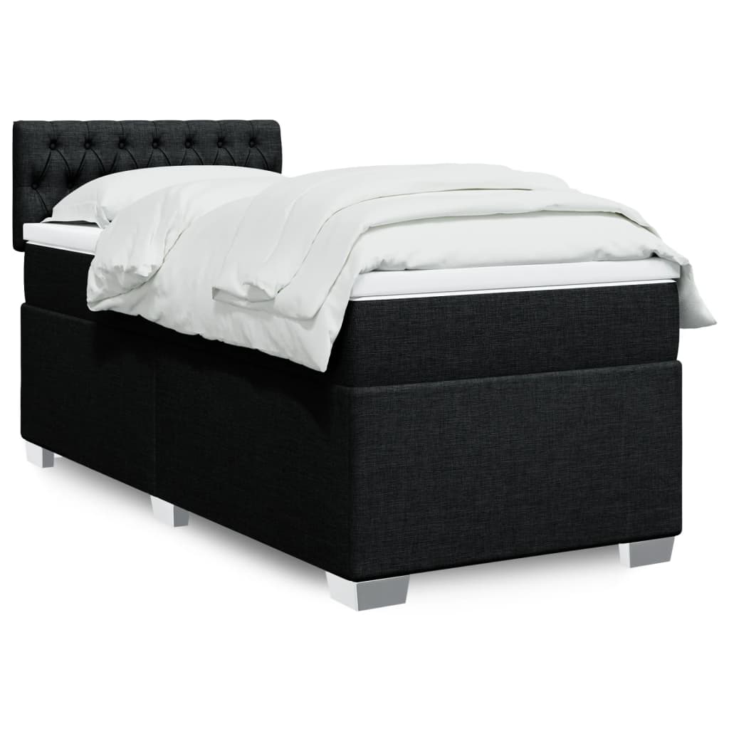 Box Spring Postel S Matrací Černá Textil Černá