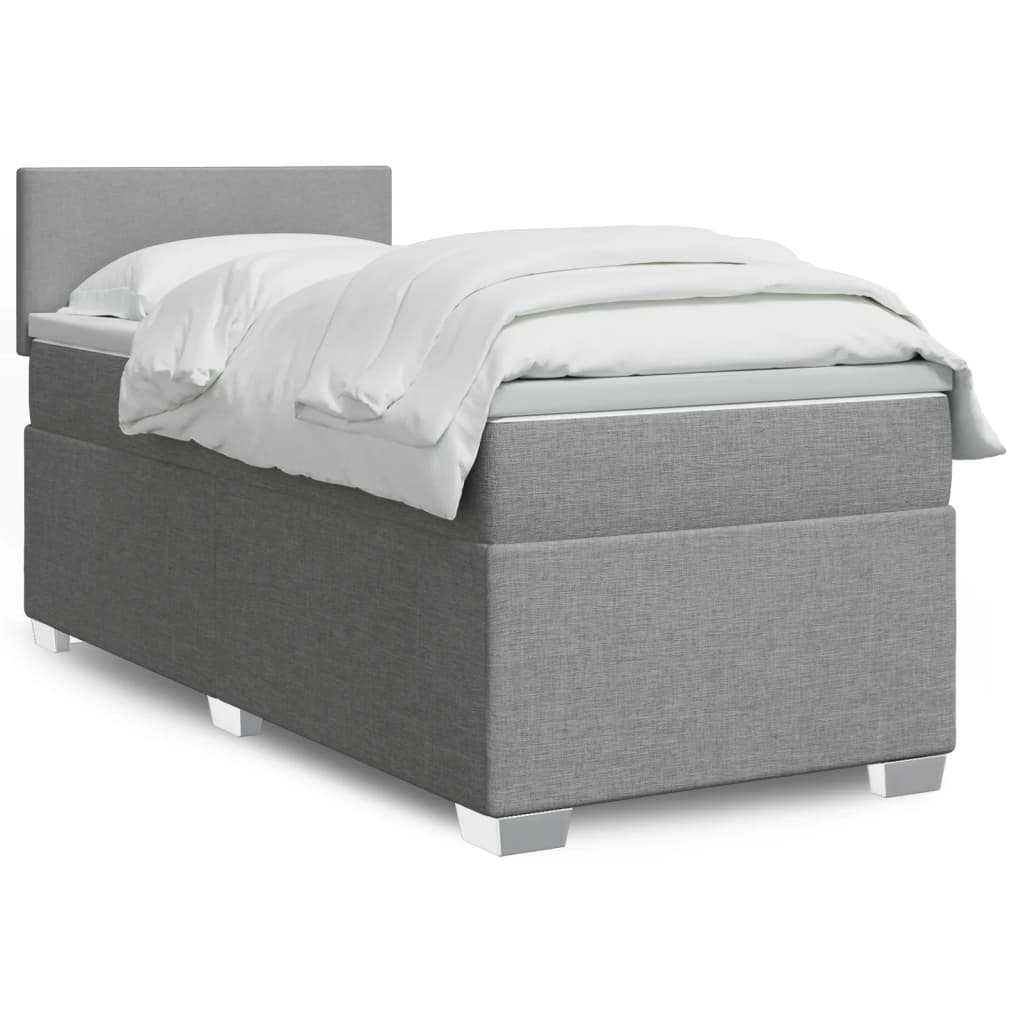 Box Spring Postel S Matrací Textil Světle Šedá