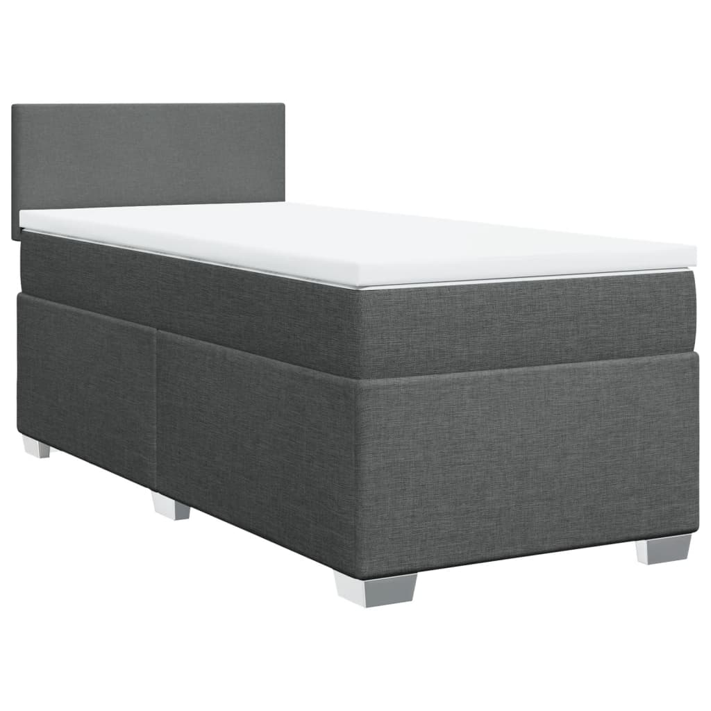 Box Spring Postel S Matrací Textil Tmavě Šedá
