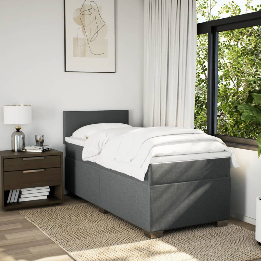 Box Spring Postel S Matrací Textil Tmavě Šedá