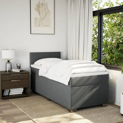 Box Spring Postel S Matrací Textil Tmavě Šedá
