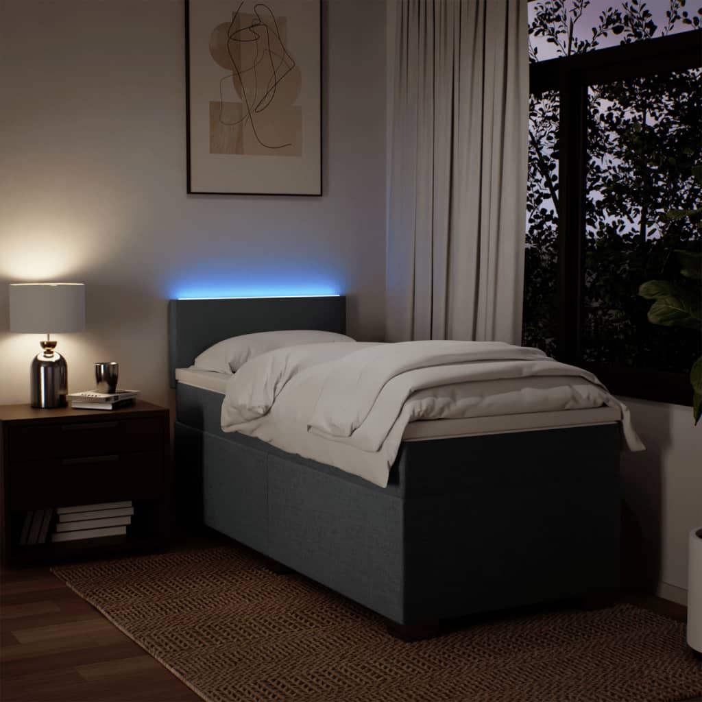 Box Spring Postel S Matrací Textil Tmavě Šedá