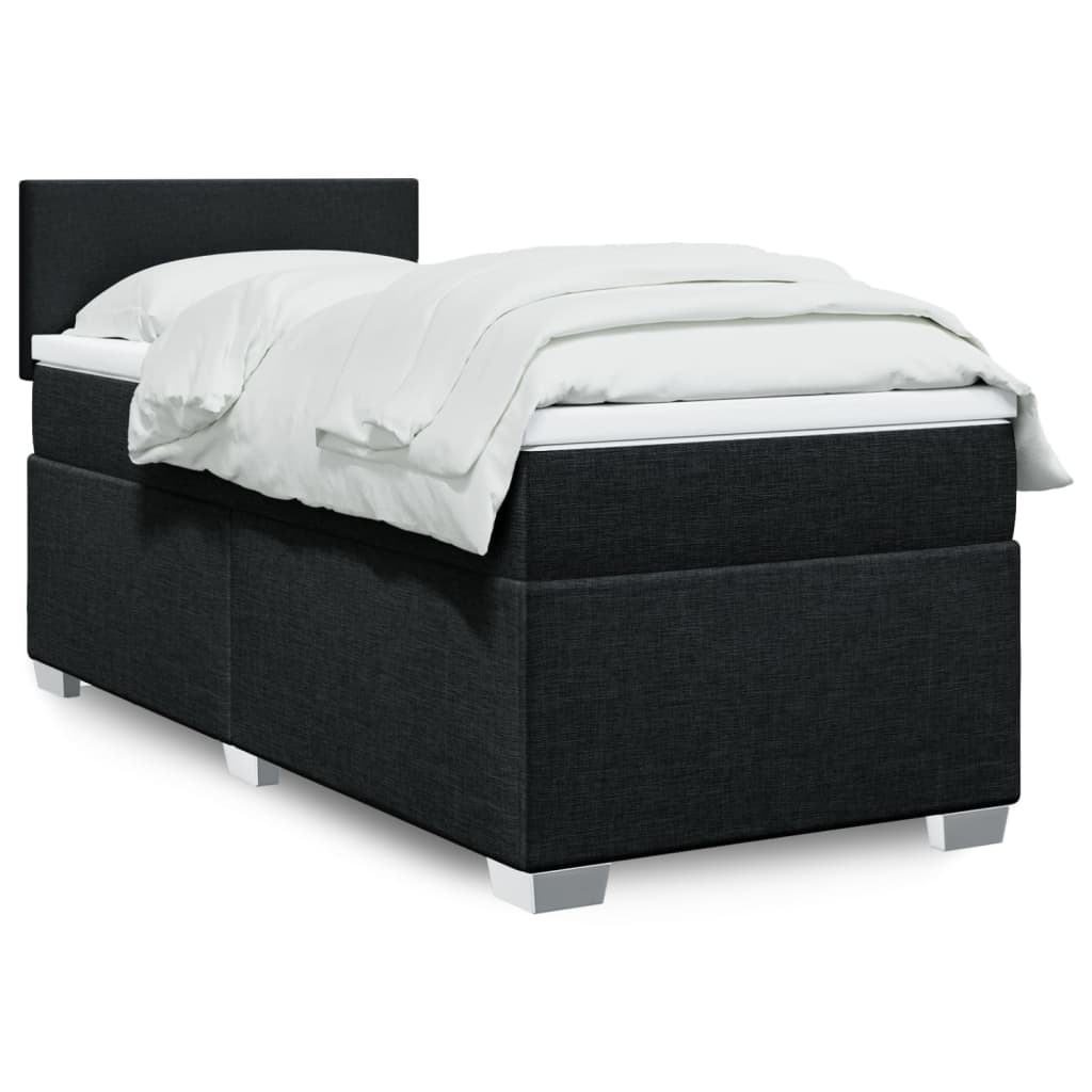 Box Spring Postel S Matrací Černá Textil Černá