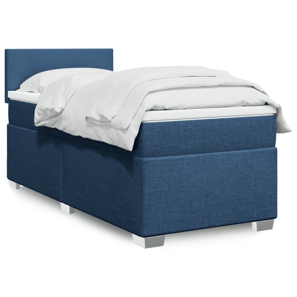 Box Spring Postel S Matrací Textil Modrá