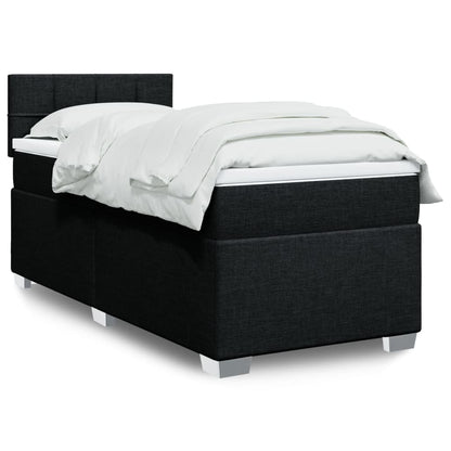 Box Spring Postel S Matrací Černá Textil Černá
