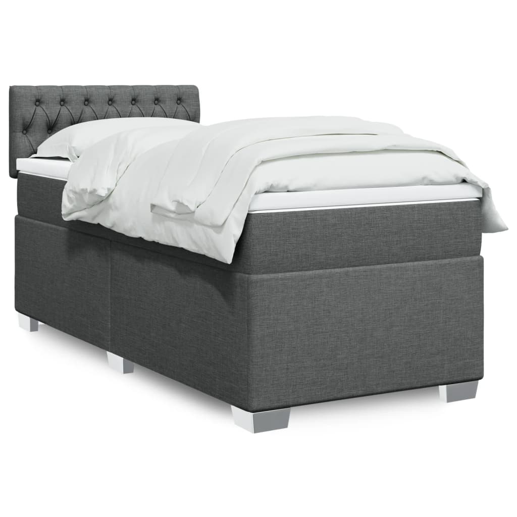 Box Spring Postel S Matrací Textil Tmavě Šedá