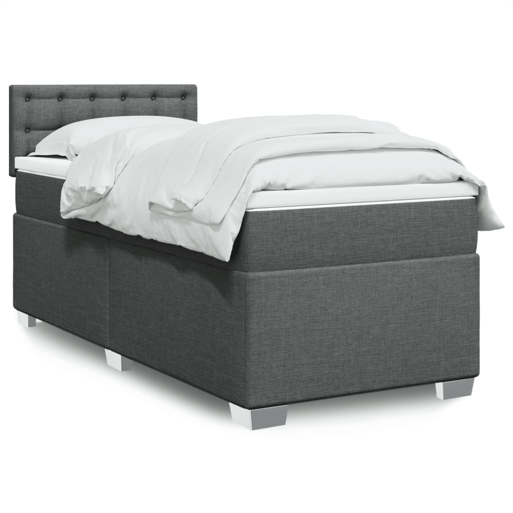 Box Spring Postel S Matrací Textil Tmavě Šedá