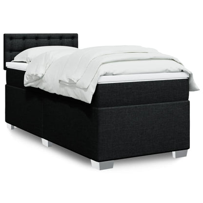 Box Spring Postel S Matrací Černá Textil Černá