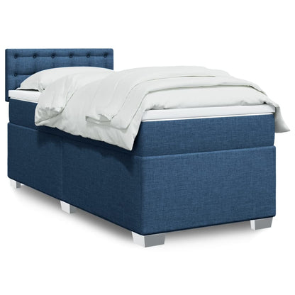 Box Spring Postel S Matrací Textil Modrá