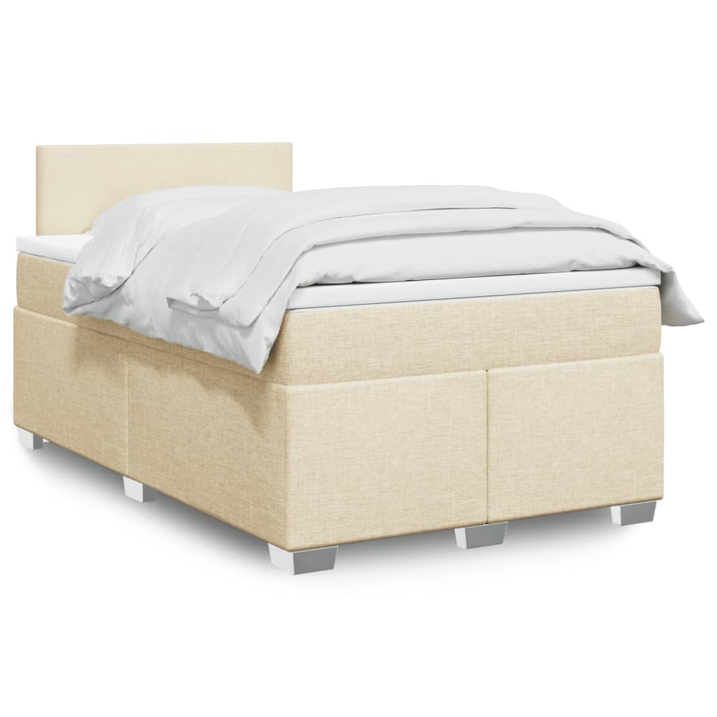 Box Spring Postel S Matrací Textil Krémová