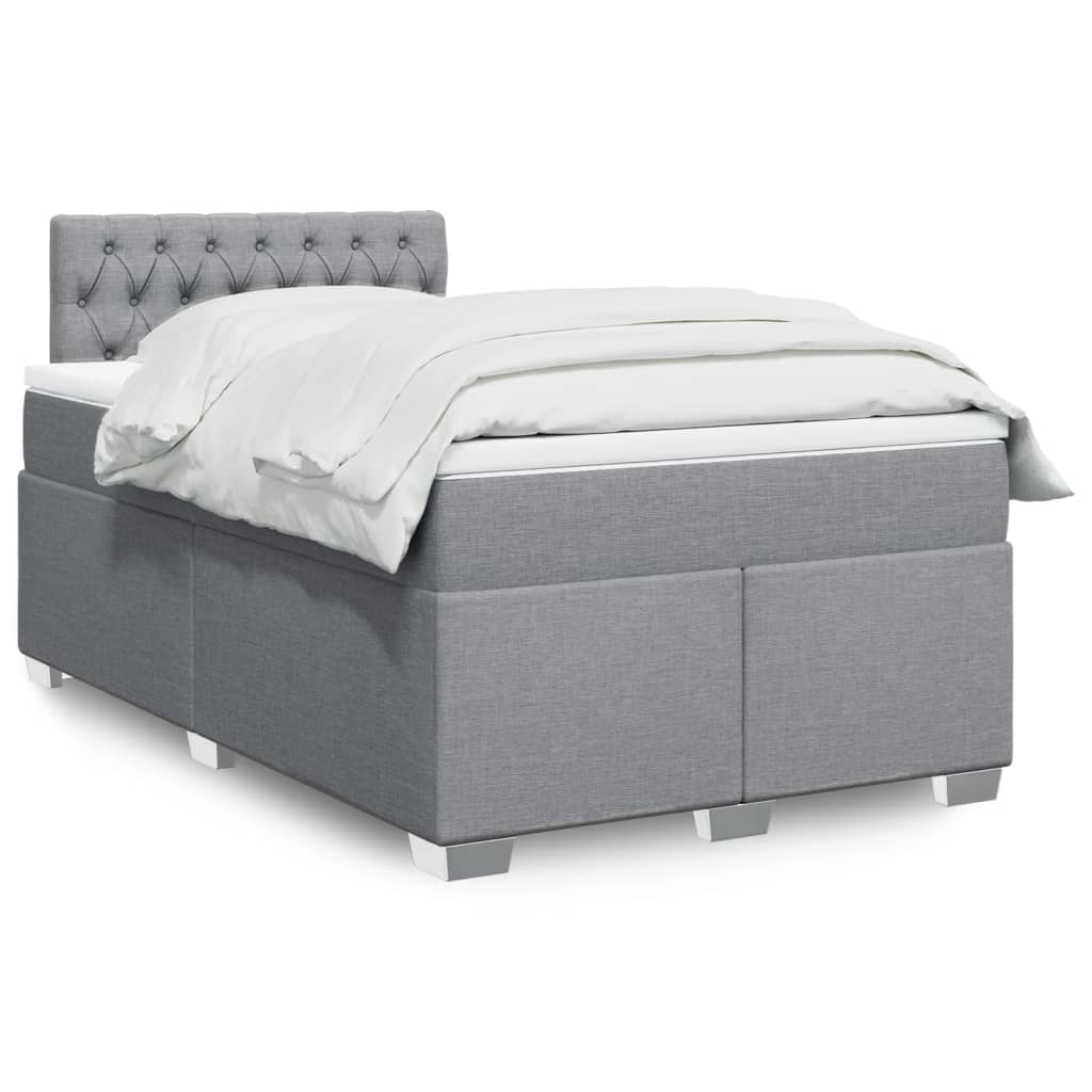 Box Spring Postel S Matrací Textil Světle Šedá