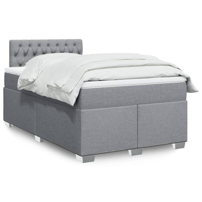 Box Spring Postel S Matrací Textil Světle Šedá