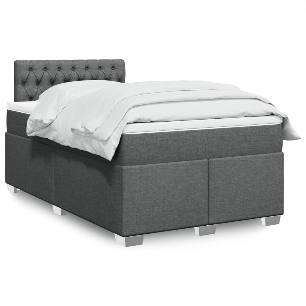 Box Spring Postel S Matrací Textil Tmavě Šedá