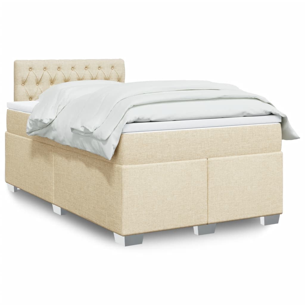 Box Spring Postel S Matrací Textil Krémová