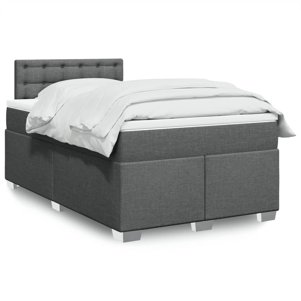 Box Spring Postel S Matrací Textil Tmavě Šedá