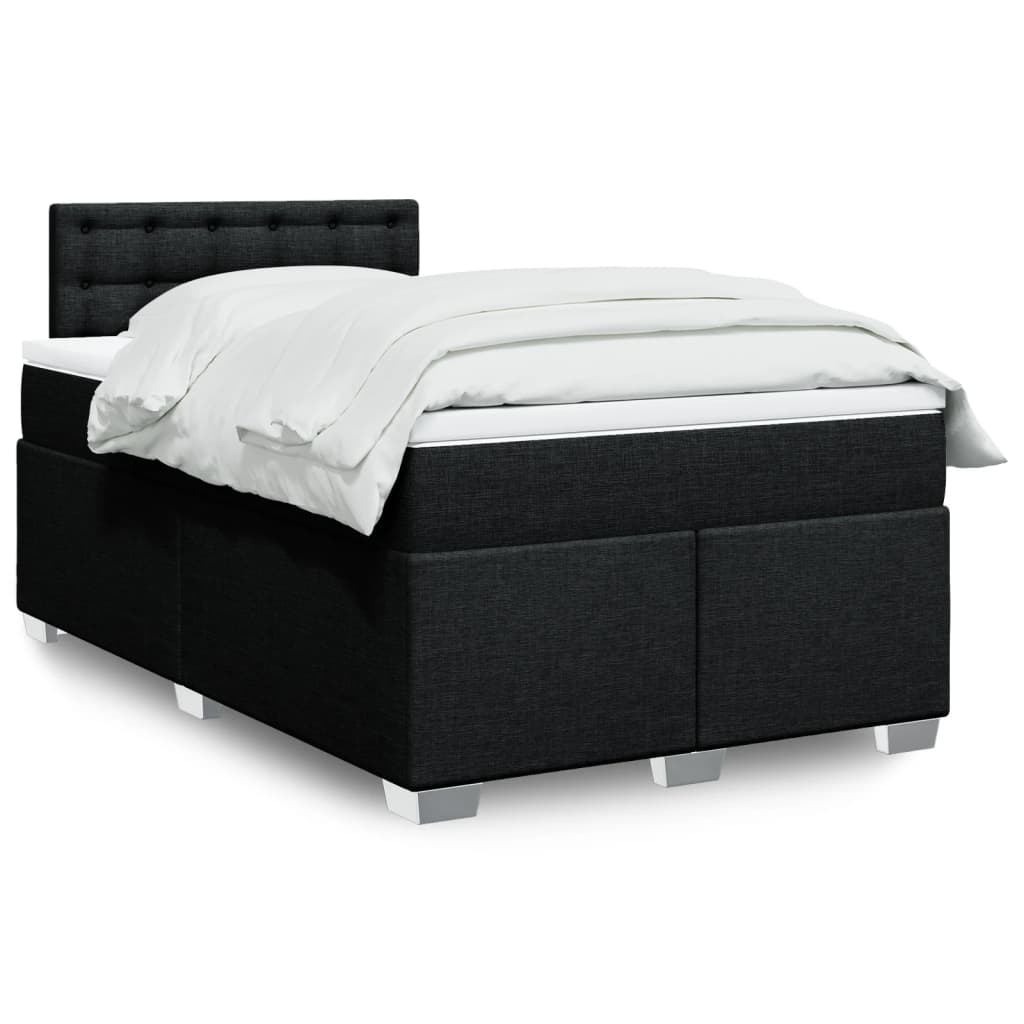 Box Spring Postel S Matrací Černá Textil Černá