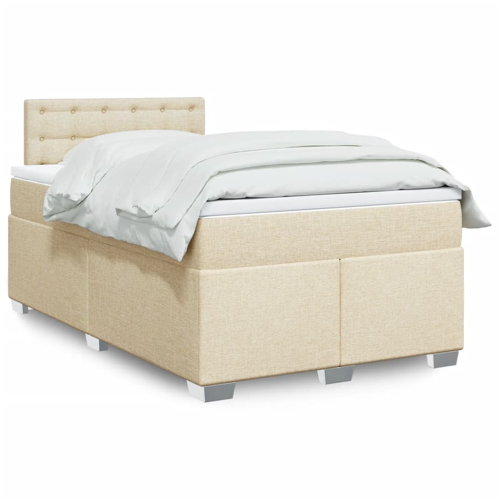 Box Spring Postel S Matrací Textil Krémová