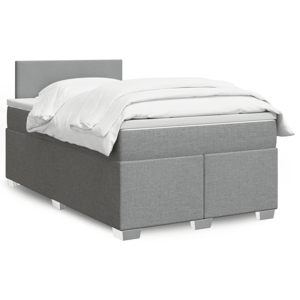 Box Spring Postel S Matrací Textil Světle Šedá
