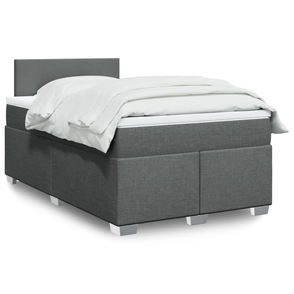 Box Spring Postel S Matrací Textil Tmavě Šedá