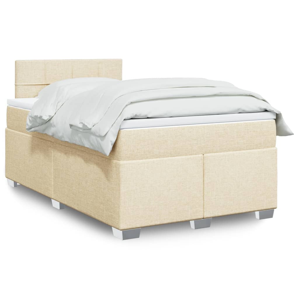 Box Spring Postel S Matrací Textil Krémová