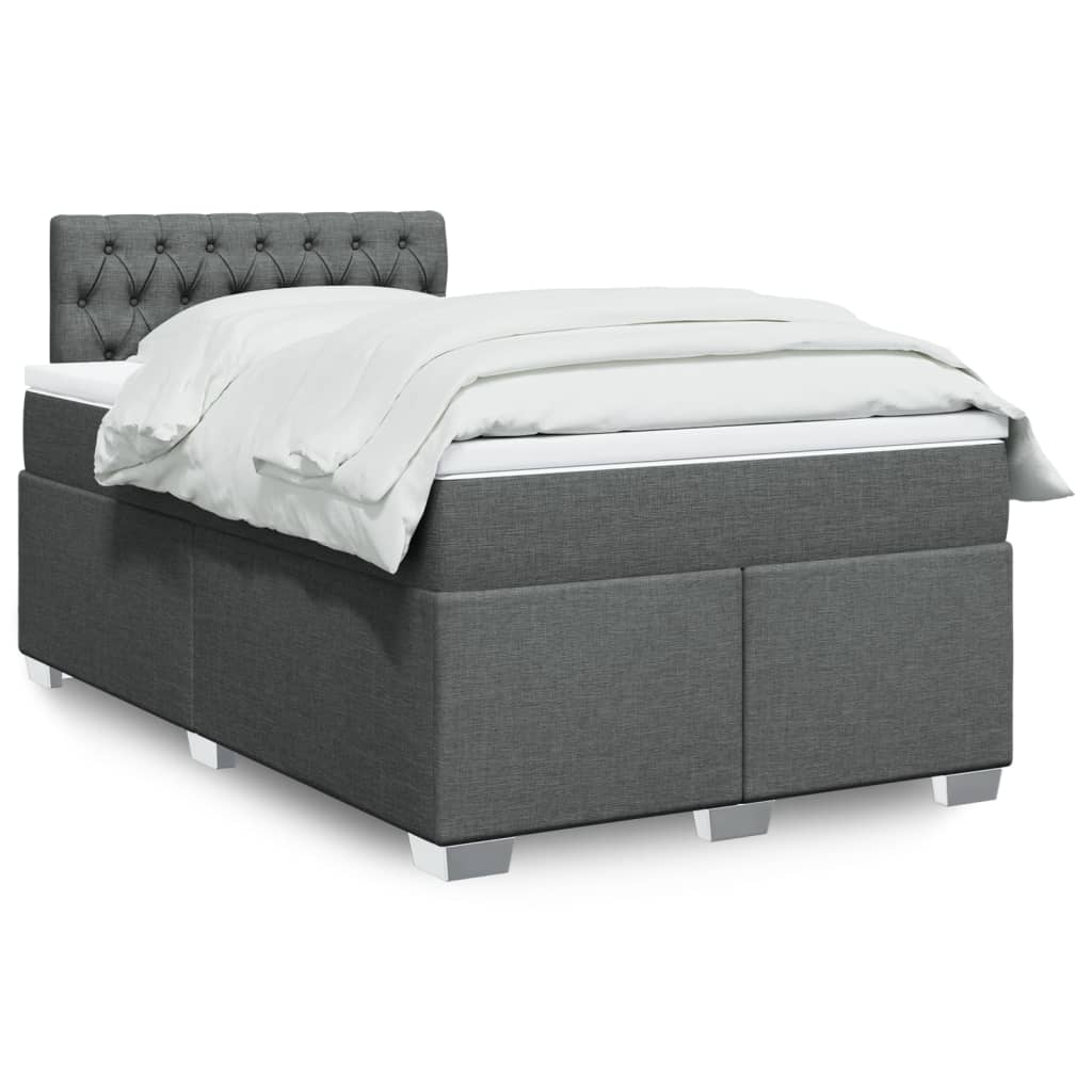 Box Spring Postel S Matrací Textil Tmavě Šedá