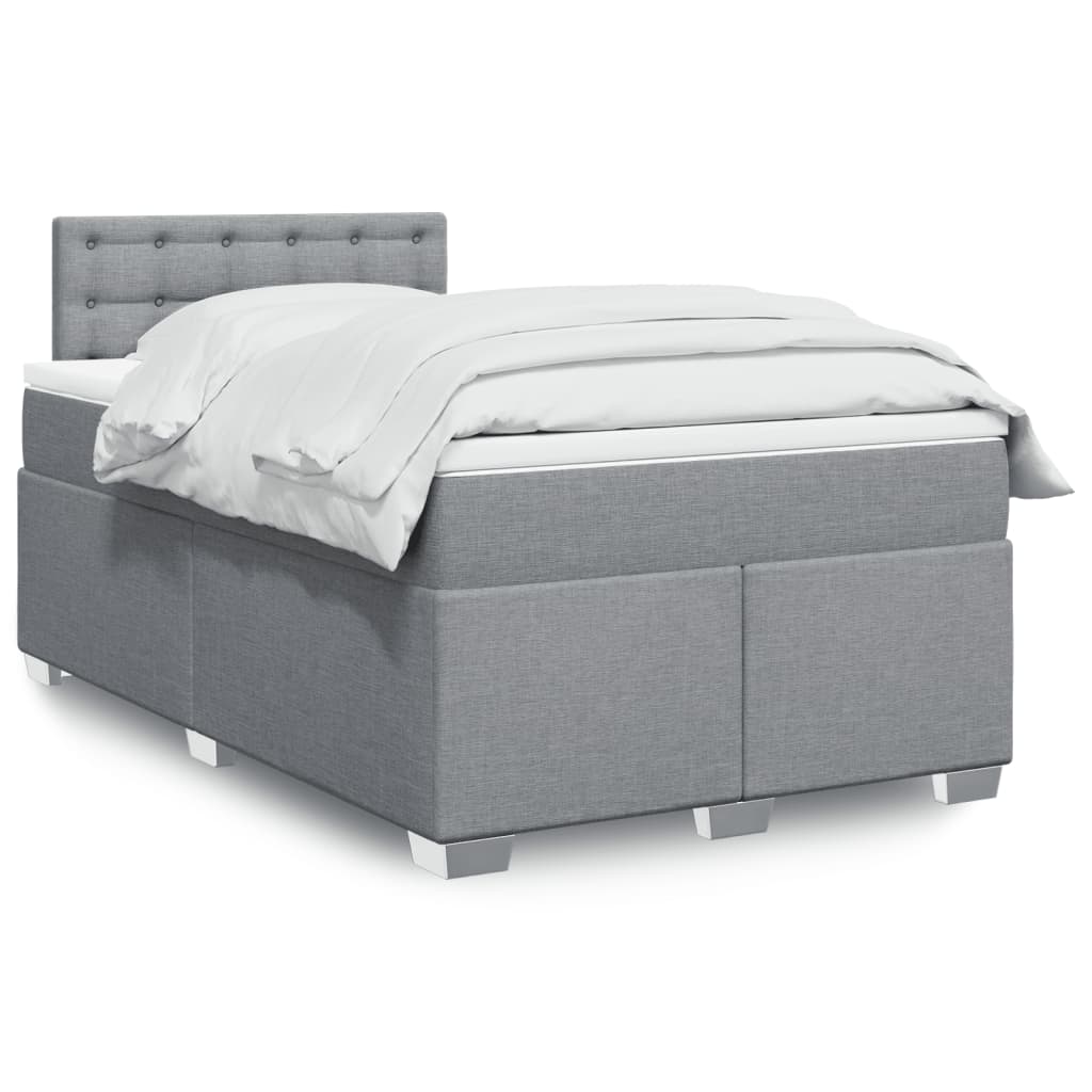 Box Spring Postel S Matrací Textil Světle Šedá