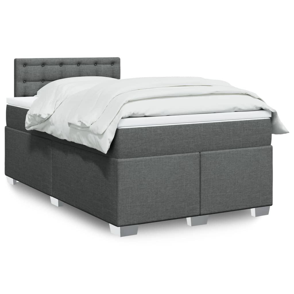 Box Spring Postel S Matrací Textil Tmavě Šedá