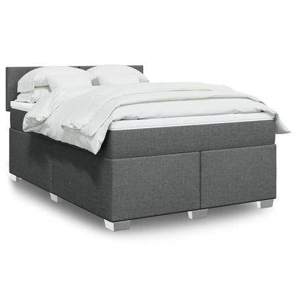 Box Spring Postel S Matrací Textil Tmavě Šedá