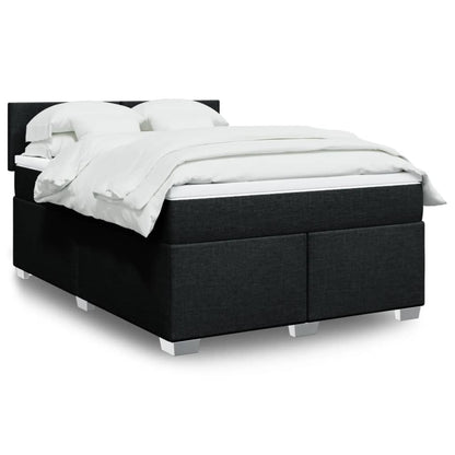 Box Spring Postel S Matrací Černá Textil Černá