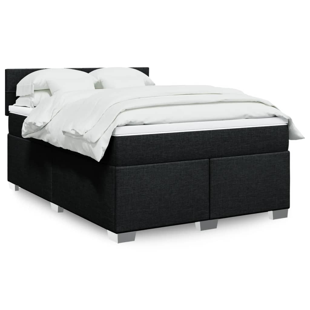 Box Spring Postel S Matrací Černá Textil Černá
