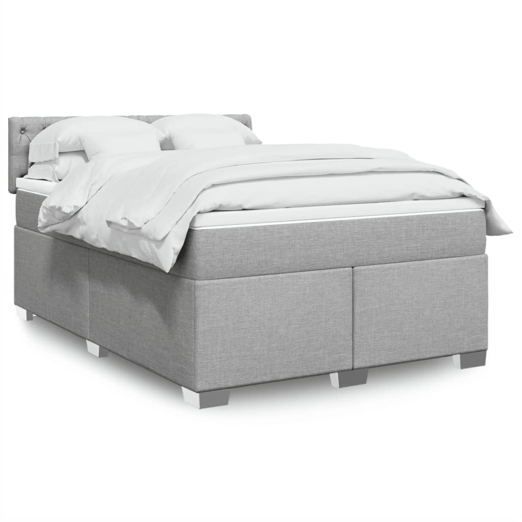 Box Spring Postel S Matrací Textil Světle Šedá