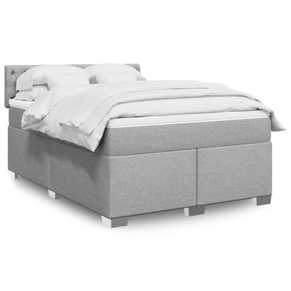Box Spring Postel S Matrací Textil Světle Šedá