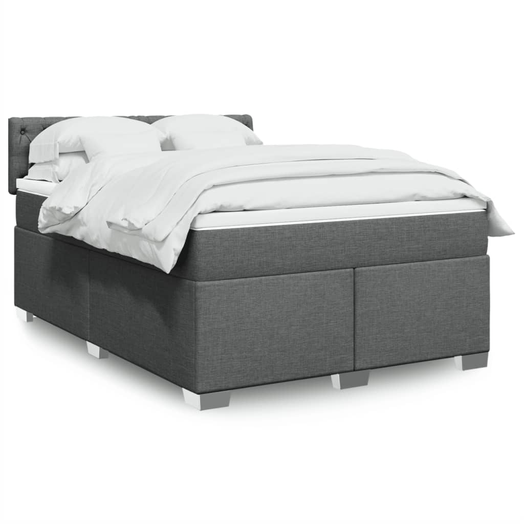 Box Spring Postel S Matrací Textil Tmavě Šedá