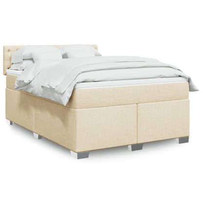 Box Spring Postel S Matrací Textil Krémová