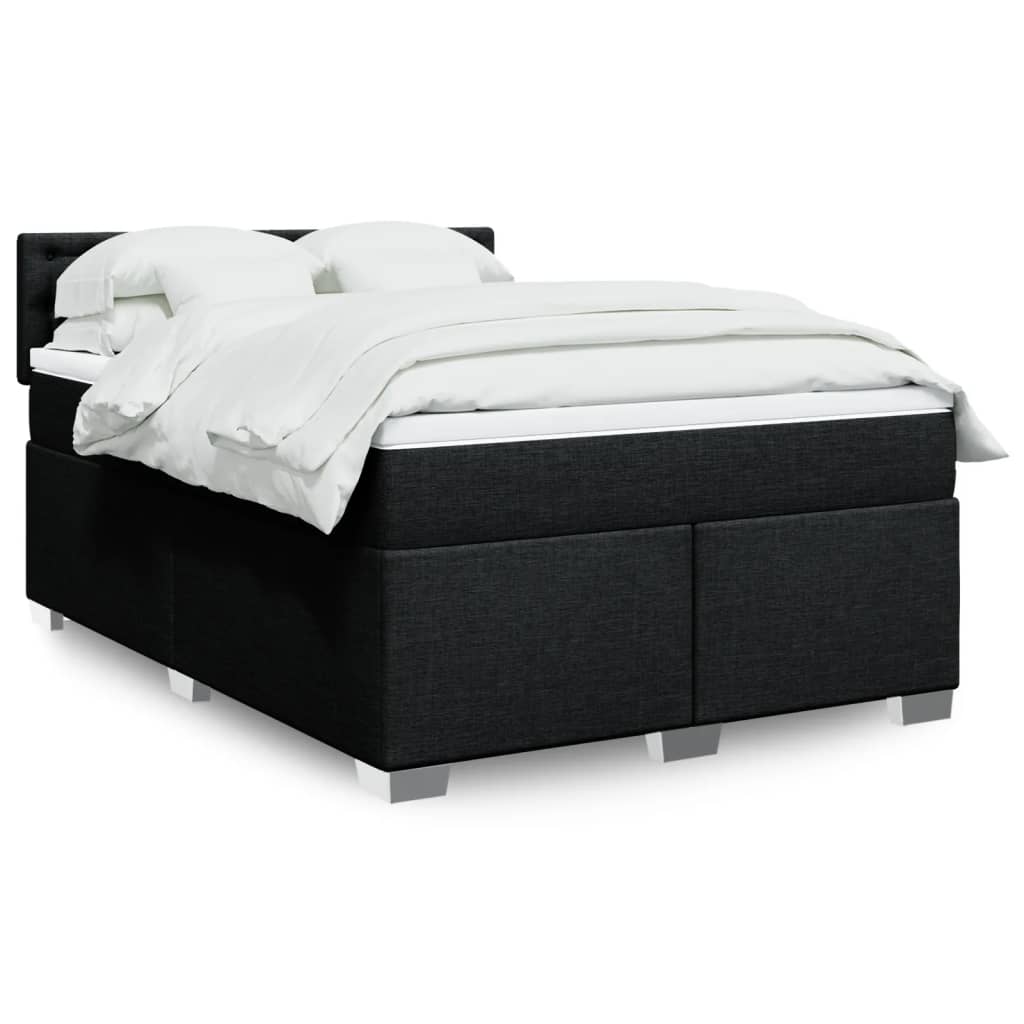 Box Spring Postel S Matrací Černá Textil Černá
